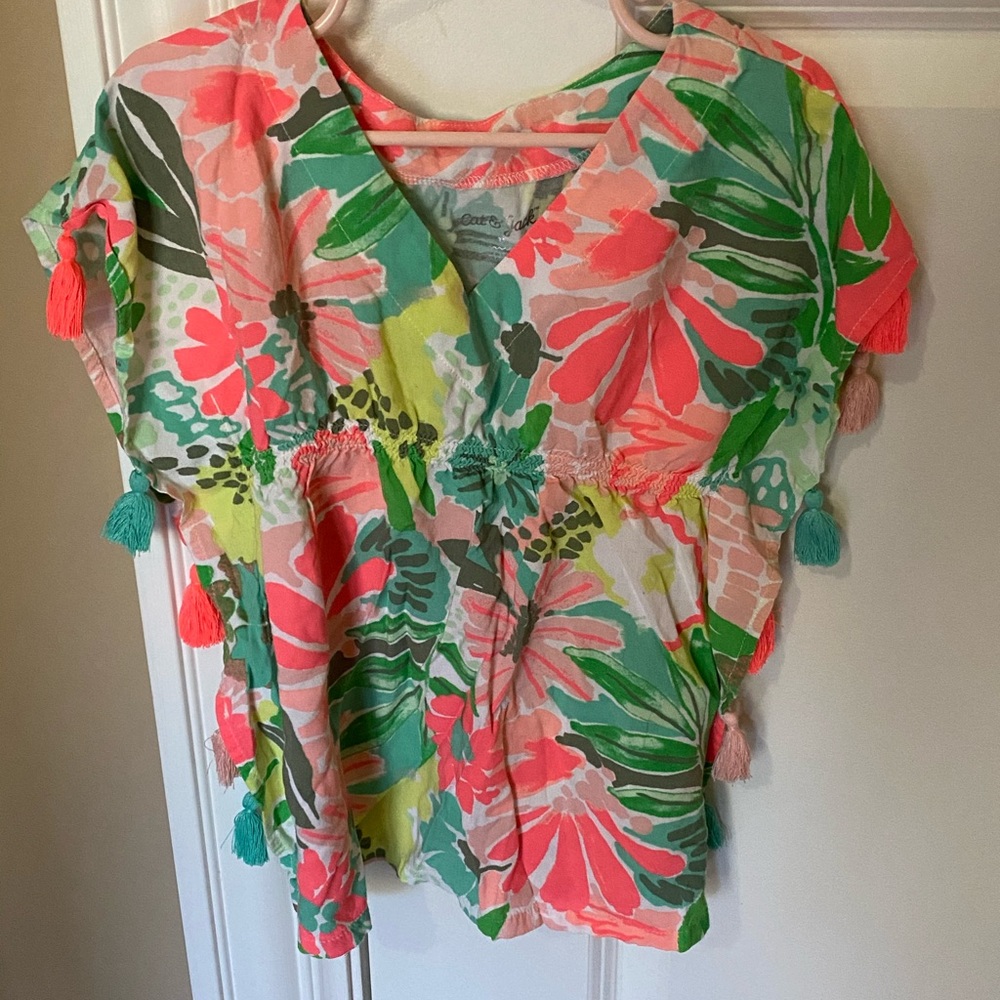 Toddler girl tropical swim cover up
